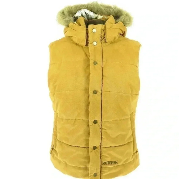 [M] Burton Mustard Rancher Faux Suede  Puffy Vest - Women's - Picture 1 of 13